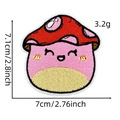 Close-up of pink mushroom embroidery patch with dimensions showing fine stitching details - Mushroom (Hamburger Ice Cream Patch 12#)