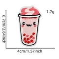 Detailed view of boba tea embroidery patch showing 6.7cm by 4cm size dimensions - Kawaii Milk Tea (Hamburger Ice Cream Patch 13#)