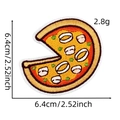 Cartoon pizza embroidered patch for clothing with 6.4cm dimension and vibrant stitching - Fine Polyester Pizza Patch (#7)