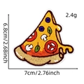 Pizza slice embroidery patch with peace sign, measuring 7x6.8cm for apparel decoration - Peace Sign Pizza Combination Style (Pizza Patch #8)