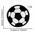 Macro detail of round soccer ball embroidery patch with 5.4cm diameter and heat seal back - Soccer Style / 1.2g (5.4cm)