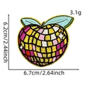 Detailed embroidery patch with disco ball fruit design and golden border sequins - Peach Style (Glitter Checkerboard 2#)
