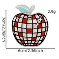 Detail of apple embroidery patch with red checkered pattern and glitter stars - Apple Style (Glitter Checkerboard 4#)