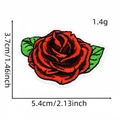 Patch ricamata rosa rossa dettagliata con dimensioni specifiche di 5,4 cm x 3,7 cm - Stile fiore di rosa (AZ24113C2-4-6)