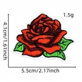 Toppa ricamata rosa rossa con foglie verdi, accessorio stile punk per abiti 4,1x5,5 cm - Stile rosa floreale (AZ24113C2-4-8)
