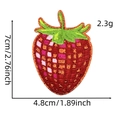 Toppa ricamata a fragola con bordo dorato e dimensioni dettagliate di 7 cm x 4,8 cm - Stile Fragola (Scacchiera Glitter 10#)
