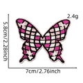 Toppa ricamata a farfalla a scacchi rosa e bianchi con bordo dorato, 7x5,8 cm - Stile Farfalla (Scacchiera Glitter 12#)