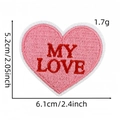 Detailansicht des rosa Herz-Stickpatches mit rotem MY LOVE Schriftzug für Kleidung - My Love (Herz Aufnäher 4#)