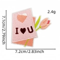 Detail van de 7,1 cm hart envelop borduurpatch met fijn stiksel en exacte afmetingen - Stijl 3