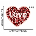 Pink leopard print heart embroidered iron-on patch with LOVE lettering for clothing - Style 5