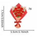 Detail showing embroidered floral bouquet patch with dimensions 7.7cm by 5.5cm - Style 10