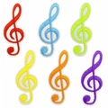 Set of 6 colorful G-clef musical note embroidery patches for DIY clothing decoration - Treble Clef Mix