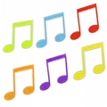 Set of 6 colorful musical note iron-on embroidery patches for clothing and creative DIY projects - Quarter Note Mix