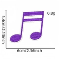 Detailed dimensions of purple musical note embroidery patch with 6cm width and 5.4cm height - Purple Double Note