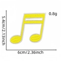 Detailed view of yellow musical note embroidery patch showing precise size measurements - Yellow Double Note