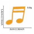 Detailed size view of yellow eighth note embroidery patch with dimensions for DIY crafts - Bright Yellow Double Note