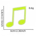 Macro detail of music note embroidery patch with dimensions 6cm x 5.4cm in neon green color - Neon Green Eighth Note