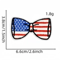Detailed macro view showing the 6.6cm American flag bow embroidery patch dimensions - Bowknot Style (Badge Patch 9#)