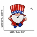 Detailed size specifications for embroidered US flag gnome patch, 6.5cm height dimension - Flag Style Gnome Style (Badge Patch 10#)