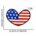 Dettaglio della toppa ricamata a cuore con bandiera USA con dimensioni 6,5cm x 4,7cm - Stile Cuore Bandiera USA (Toppa Distintivo 11#)