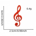 Detailed embroidery of a red treble clef music note patch with precise dimensions - Red Treble Clef