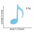 Detailed size view of blue embroidered musical note patch with 6cm and 4cm dimensions - Blue Eighth Note Variant