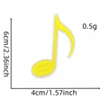 Detailed view of yellow musical note embroidery patch with 6cm x 4cm dimension lines - Yellow Eighth Note Variant
