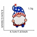Detail view of gnome embroidery patch with Independence Day star hat and dimensions - Star-Spangled Gnome (Badge Patch 19#)