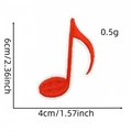 Close-up of red and white embroidered eighth note patch with 6x4cm size dimensions - Red Eighth Note Variant