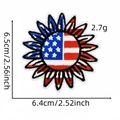 Detailed view of sunflower embroidered patch with US flag stars and stripes pattern and size - Sunflower Flag Embroidery (Badge Patch 21#)