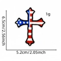 Detailed view of cross-shaped American flag embroidered patch showing 6.5cm x 5.2cm size - Cross Shape Embroidery Patch (Badge Patch 23#)