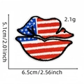 Detailed view of American flag lip embroidery patch showing dimensions 5.1cm by 6.5cm - Lip Shape Embroidery Patch (Badge Patch 25#)