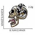 Detailansicht von Totenkopf-Berg-Stickerei mit Größenangaben und feiner Stichstruktur - Farbenfroher Landschafts-Totenkopf-Patch 3# (AZ2504H4-1)