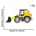 Detailed dimensions of yellow excavator embroidery patch with 8cm width and 4.4cm height - Loader Style (6#)