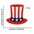 Patriotic Uncle Sam hat embroidered patch with red and white stripes and stars - Classic Top Hat Style (Badge Patch 31#)