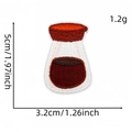 Detailed view of bottle-shaped embroidery patch with precise size and weight measurements - Food Patch 5# (Soy Sauce Bottle)