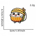 Detailed embroidery texture of a cartoon salmon sushi patch with 4.7x5cm size specifications - Food Patch 9# (Salmon Sushi)