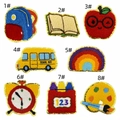 Detail of chenille school patches with glitter gold edges on a clean white background - Study Patch Set of 8