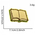 Cartoon Buch Stickerei Aufnäher mit goldenen Pailletten und Frottee Textur für Taschen - Grünes Buch / Lernpatch 2#