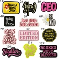 Detailed set of 12 colorful embroidered letter patches and flower motifs for clothing - Assorted Combination (12 Pieces)