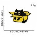 Geborduurde zwarte kat in doos patch met afmetingen 4x6,3cm en gewicht van 1,4g - Zwarte Kat Patch 2#