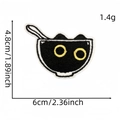 Detail view of black cat embroidery patch with dimensions 4.8cm by 6cm and 1.4g weight - Black Cat Patch 6#