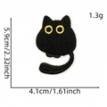 Cute black cat embroidered iron-on patch with yellow eyes and precise measurements - Black Cat Patch 8#