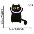 Detailed embroidery view of black cat patch with dimensions 6.1cm by 5cm and 1.4g weight - Black Cat Patch 9#