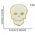 White chenille skull embroidery patch with gold glitter edges for DIY clothing decoration - White Skull (6#)