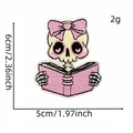 Cute pink skull reading book embroidery patch for DIY bags and clothes decoration - Reading Skull Style (19#)