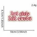 Pink hot girls hit curbs embroidered letter patch with iron-on backing for clothing - Off-White Background Pink Letters (Hot Girls)