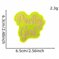 Embroidered 'Pretty Girl' patch in pink and neon green with dimensions and weight - Green Background Pink Letters (Pretty Girl)