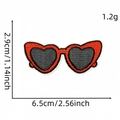 Y2K style heart shaped sunglasses embroidery patch with orange frame and white border - Cartoon Personality Patch 4#