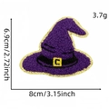 Purple glitter witch hat embroidery patch for Halloween costumes with size dimensions - Purple Witch Hat (2#)